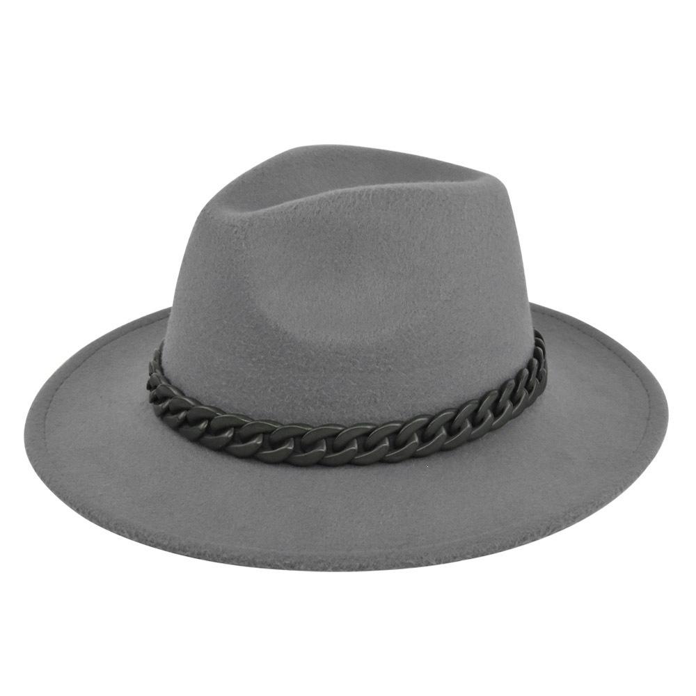 British retro jazz hat easiest for match chain hat women's large brim woolen hat felt hat imitation sheep hat flat brim hat no