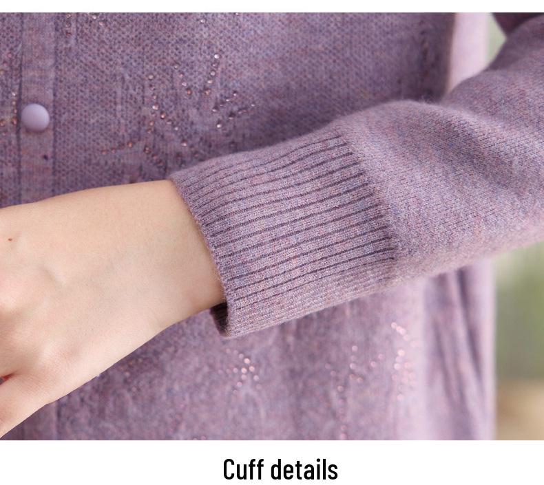 Stylish Fleece-Lined Knitwear for Middle-Aged Women 40-60, Thickened Ancient Style Clothing.