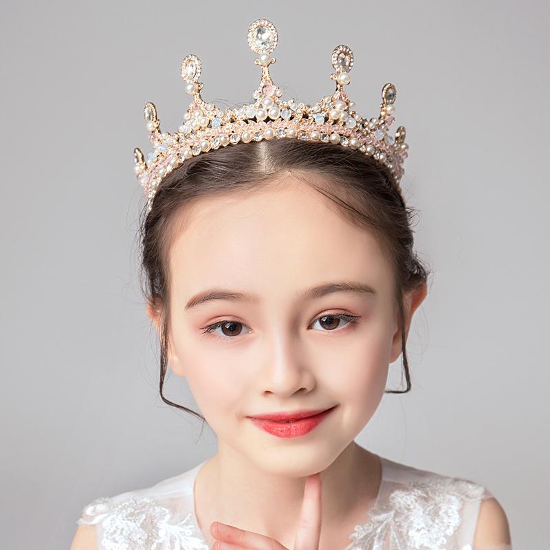 

Золотая хрустальная повязка на голову принцессы - Барочный сказочный стиль для детских выступлений