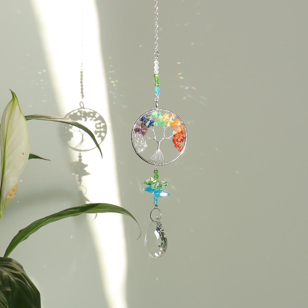 

Seven-Color Tree of Life Sun Catcher Set: 3-Piece Light-Focusing Garden/Wall Pendant Decor (T118)
