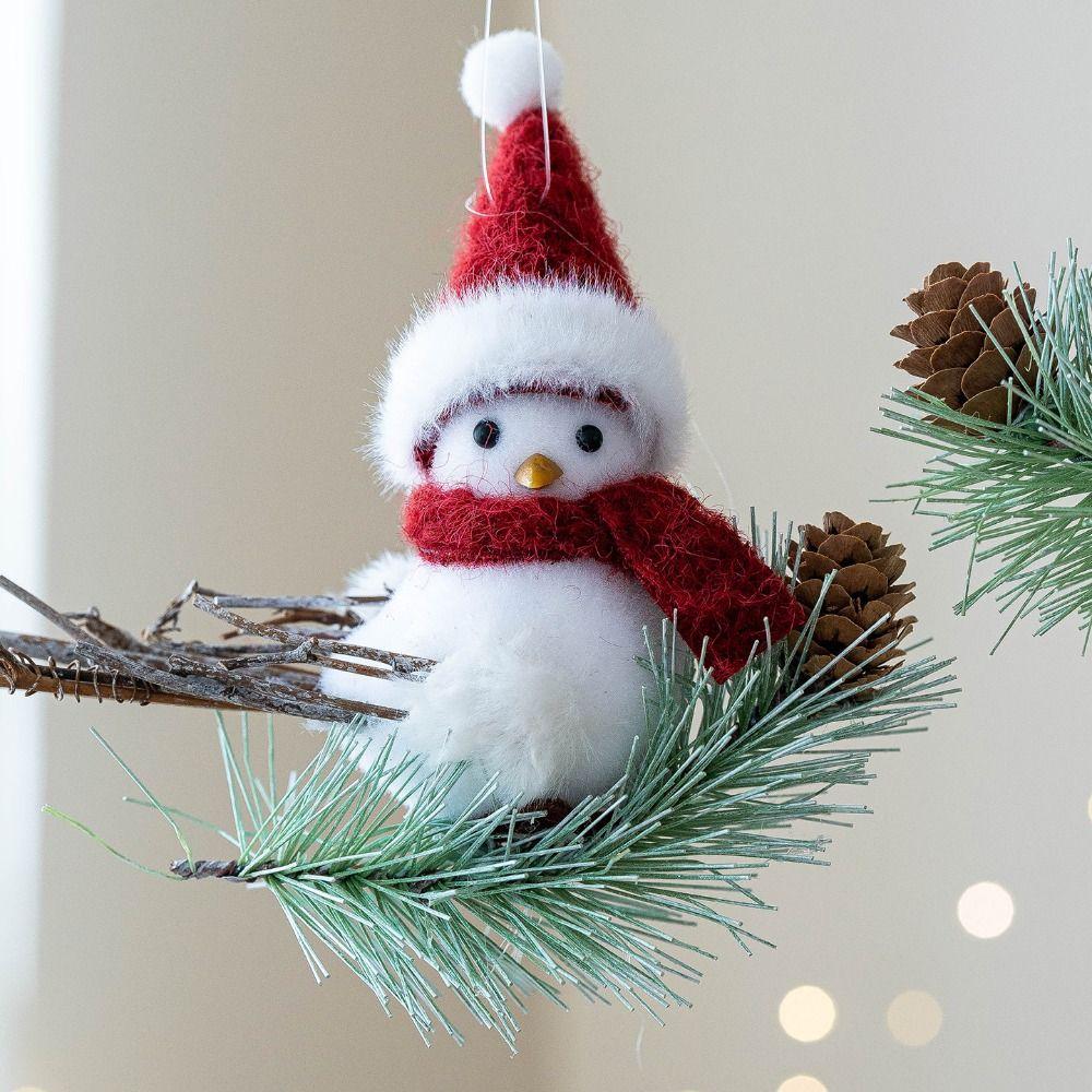 Foam Simulated Foam Bird Cloth Plush Christmas Tree Decoration Lightweight Red White Hanging Bird Christmas Decoration