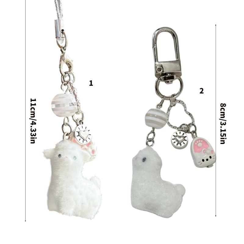 Cute Alpacas Keychain Sturdy Resin Design Lightweight Waterproof Decorative Accessory for Keys Bags