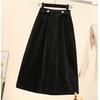 Autumn and Winter Women's Plus-size Skirt Mid-length Loose High-waist A-line Corduroy Skirt