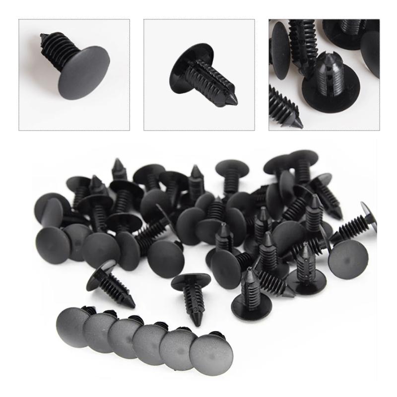 50/100/200 buc. Elemente de fixare universale din plastic. Clemă pentru nituri cu împingere, 8 mm, pentru automobile, din nailon, ghimpată, pentru panou de fixare.