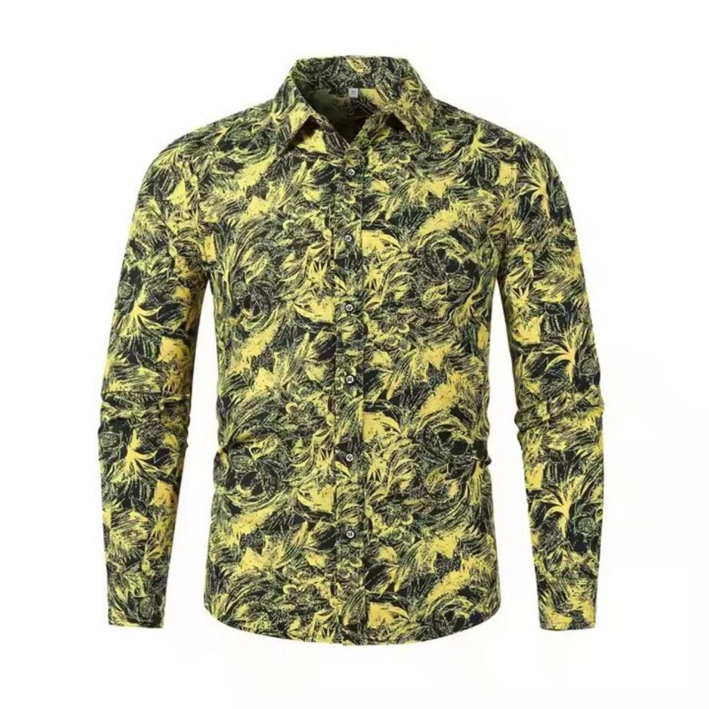 Fashion essential! Abstract print long-sleeve shirt, stylish casual wear for men