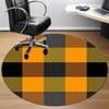1 Stück Orange Schwarz karierter Stuhlteppich für das Büro, Runde Polyestermatte, Innendekoration für das Büro, Pflegeleichtes Gewebe, Waschbarer rutschfester Teppich