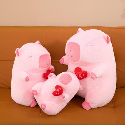 Summer Cute Stretch Love Capybara Kapibara Plush Toy Girl Heart Pink Doll Soft Cute