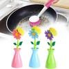 Long Flower Handle Pan Brush Storage Bottle Cleaner Creativity Decoration Tool
