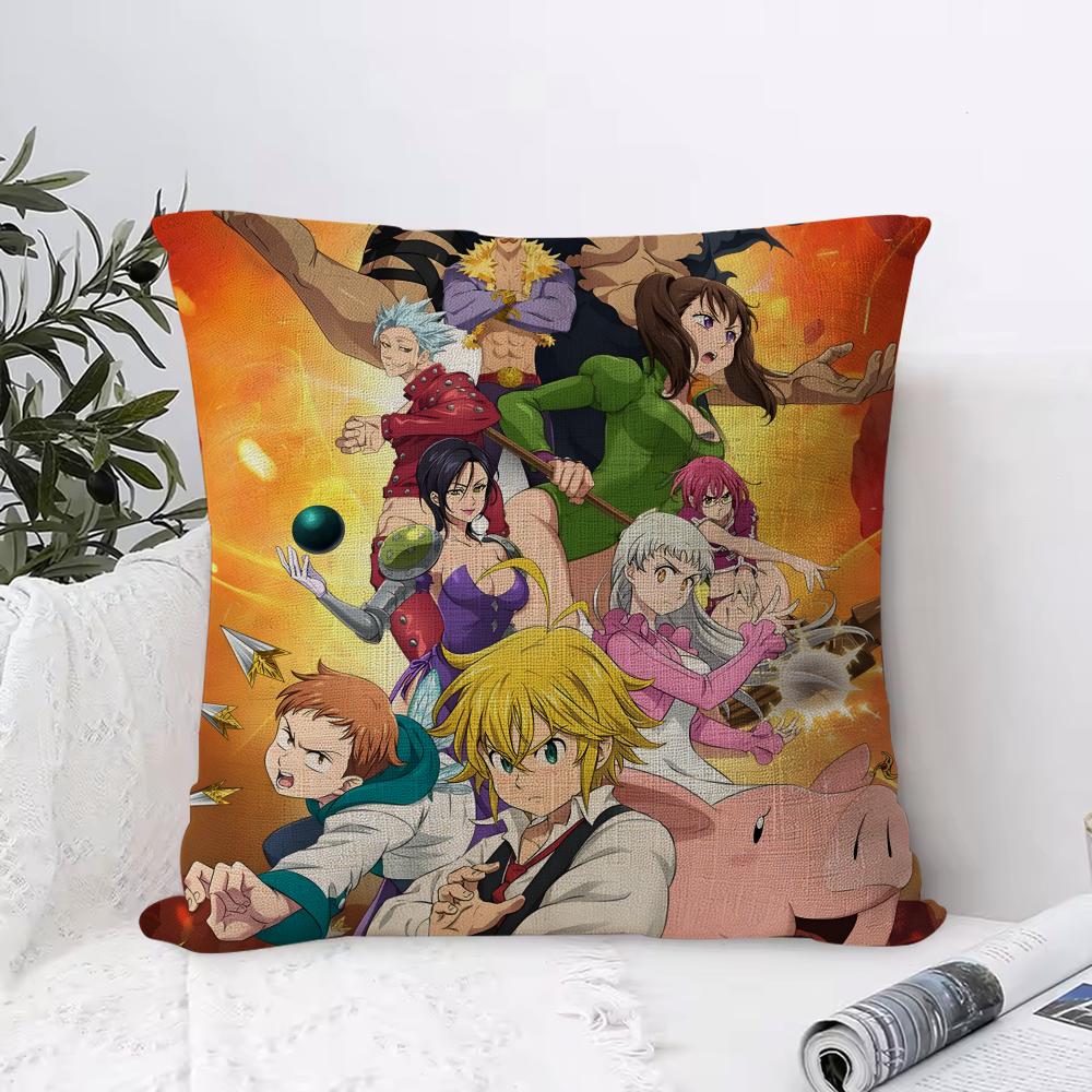 Anime DDeadly SSins Cushion Cover Eco Linen Pillow Case DoubleSided Print Breathable Durable Zipper Home Decor Gift