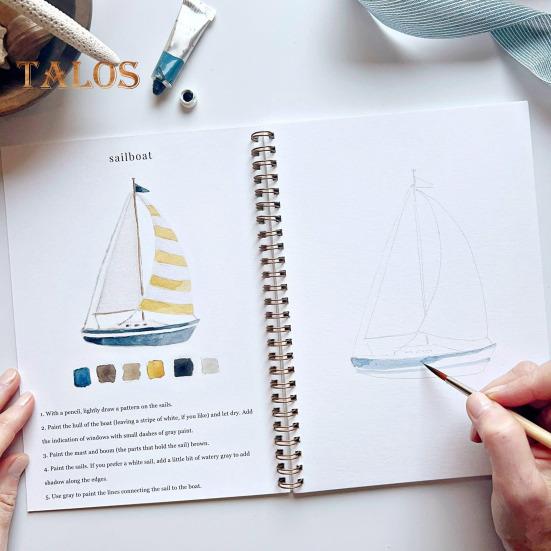 Watercolor Workbook 24 Colors Watercolor Painting Set with Brushes Spiral-Bound Water Coloring Book Art Craft Gifts for Beginners