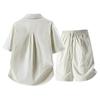 Summer Solid Color Basic Versatile Ice Silk Set Men's Shirt Short Sleeved Set Men's Two-piece Set