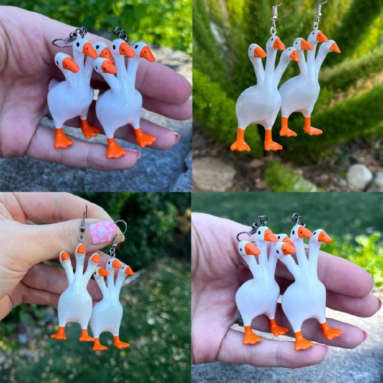 Unique Pendant Earring Geese with Three Heads Shape Lightweight Pendant Necklace