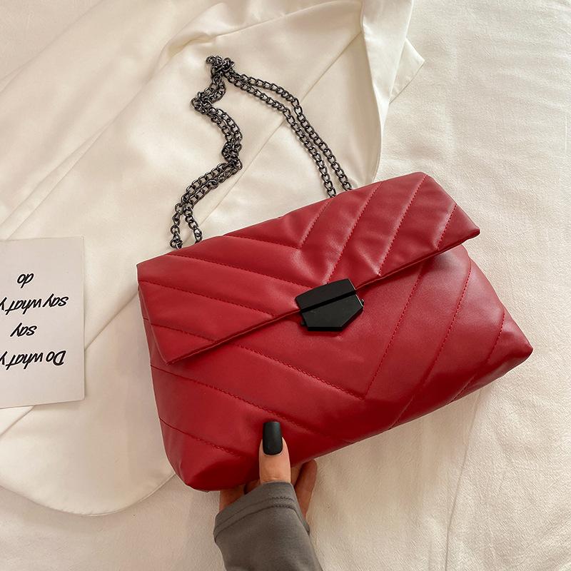 Trendige Retro-Damen-Achseltasche 2025 neue einfache Mode-Kette Umhängetasche ausländischer Stil Rauten-Schulter kleine quadratische Tasche