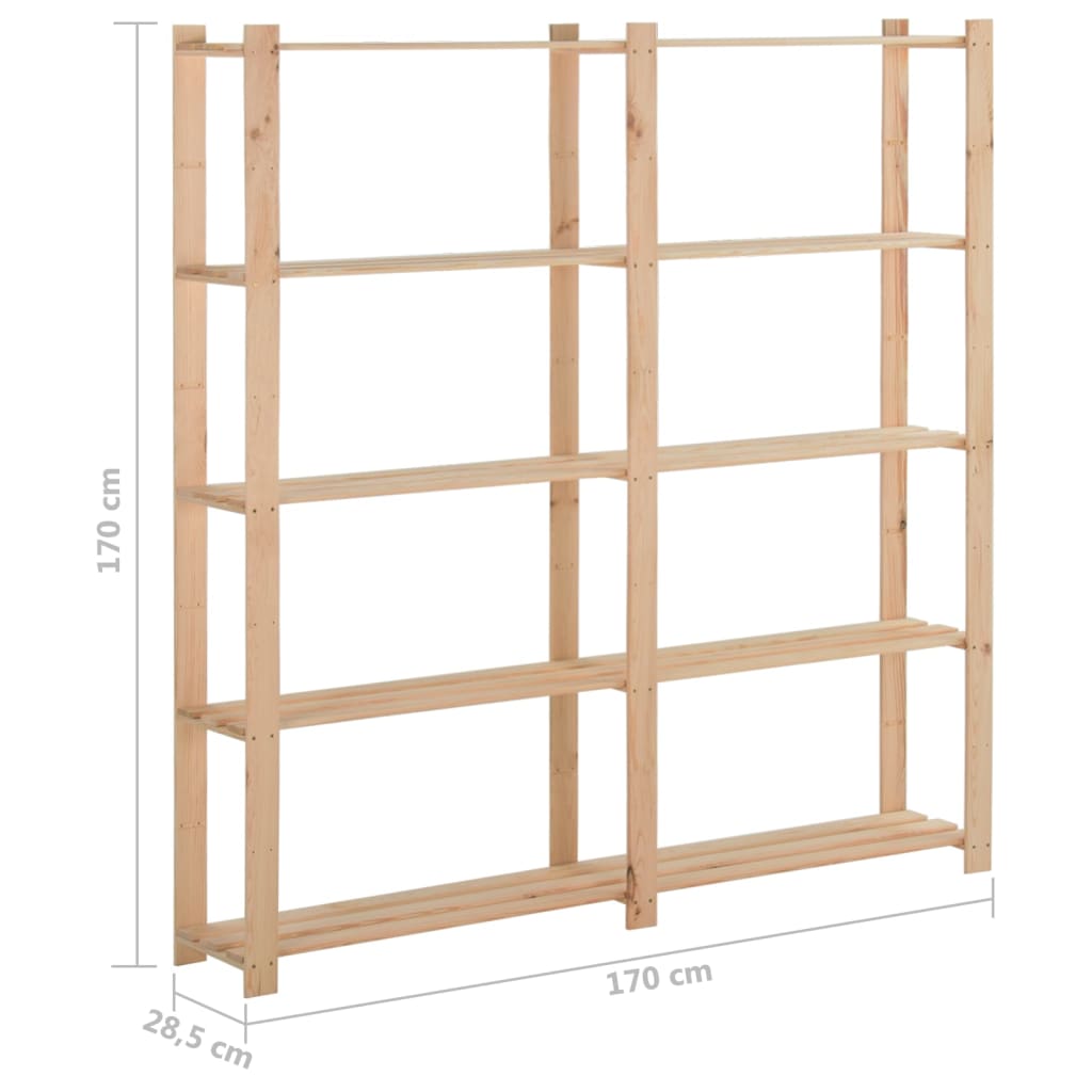 Storage Shelf with 5 Shelves 170 x 28.5 x 170 cm Solid Pine Wood