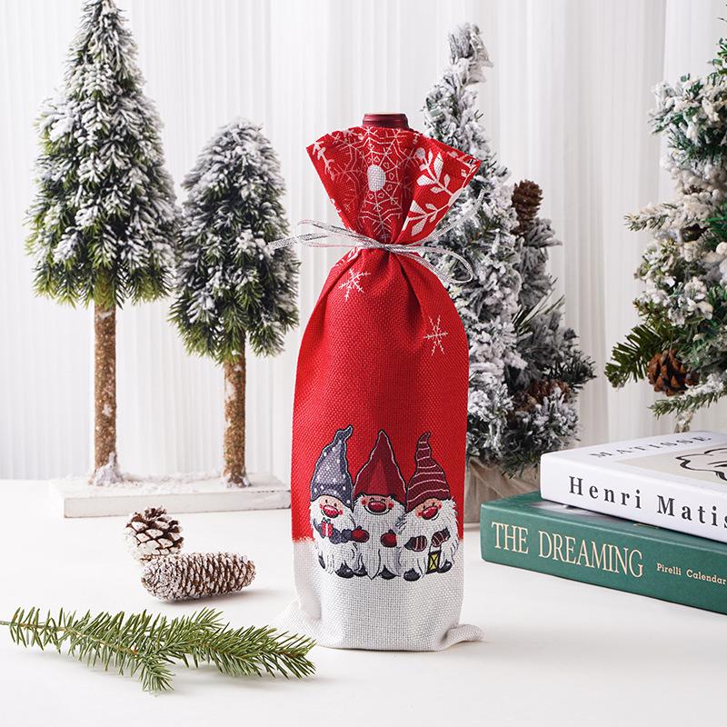 Festive Cartoon Wine Bottle Covers for Christmas Table Decor