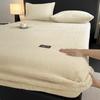 Autumn Winter Warm Fleece Fitted Sheets and Pillowcases Solid Color Non Slip Mattress Protector Cover with Deep Pocket Bedspread