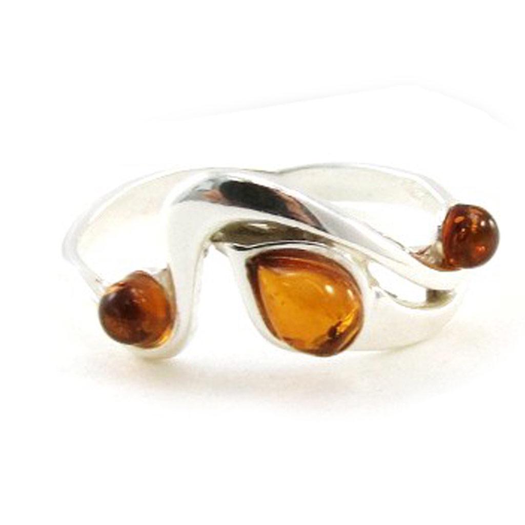 Silver Ring 'Inspiration' Silver Amber (rhodium) - 20x10 Mm
