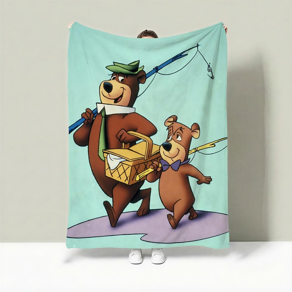 Kreskówka Y-Yogi Bear Koc Rzutowy Lekki 240g Flanelowy Miękki Przyjazny dla Skóry na Letnie Chłodzenie