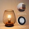 Set of 4 Battery Operated Lamp LED Table Lamp Metal Cage Cordless Lamps with LED Bulb for Indoors Shelf Decor