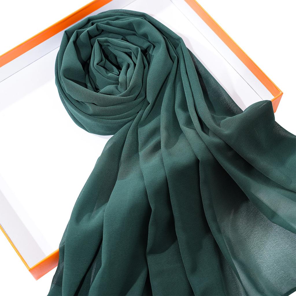 Solid Color Chiffon Scarf Breathable Simple Casual Shawl Hijab Windproof Sunscreen Head Wrap for Women Women Abaya Accessories