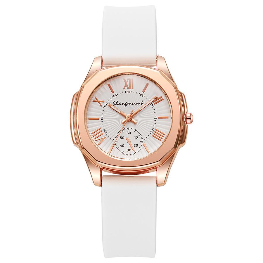 Fashion Watch Women S Simple Quartz Watch Temperament Watch Silicone Strap Student Watch белый