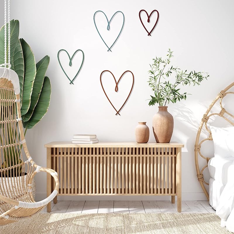 4 Pieces Metal Heart Wall Art Decor Heart Wall Decor Love Heart Wall Decoration Metal Heart Wall Sign Metal Wall Ornamen
