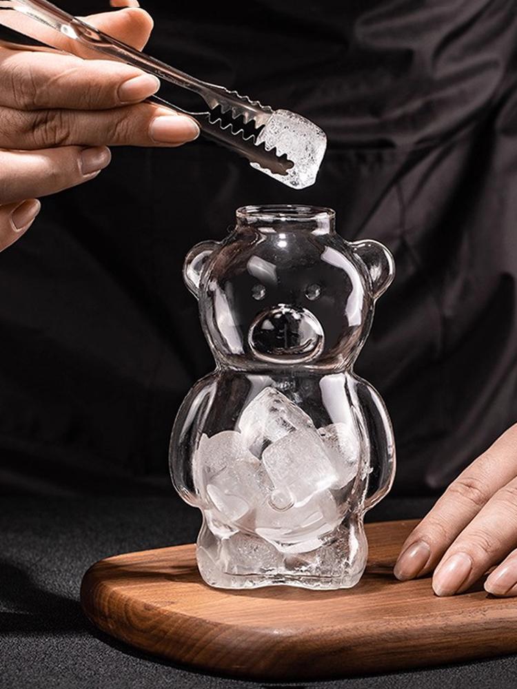 300ml Kreativer Bären-Becher aus hohem Borosilikatglas mit Strohhalm, Klarer Saft- & Cocktailbecher, Hitzebeständiger Milchkaffeebecher für Zuhause