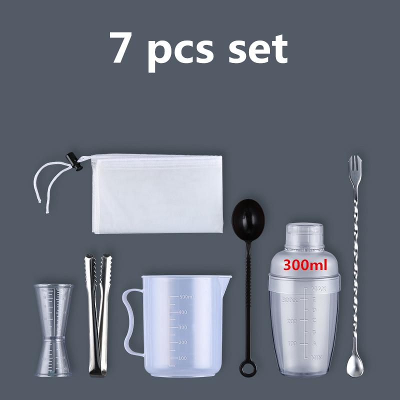 

Набор из 7 шт., пластиковый шейкер для мартини, чая, молока 350 мл/530 мл/700 мл/1000 мл, винный напиток, шейкер для коктейлей, миксер для напитков, посуда для бара, Бостон-бар 300ml 7 pcs set