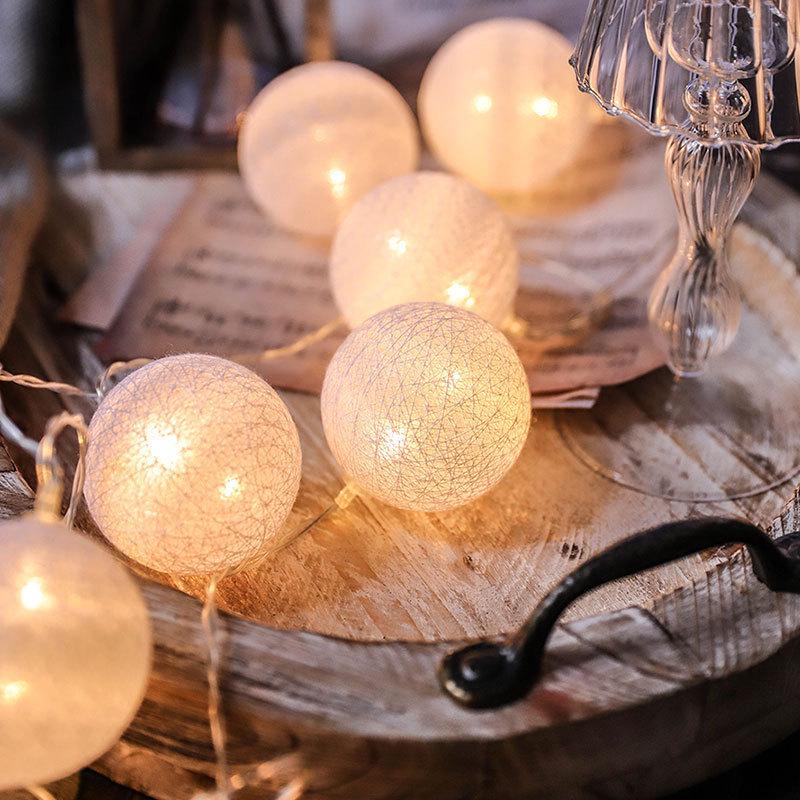 Starry LED Cotton Ball Lights: Atmospheric Outdoor Camping & Birthday Room Decor