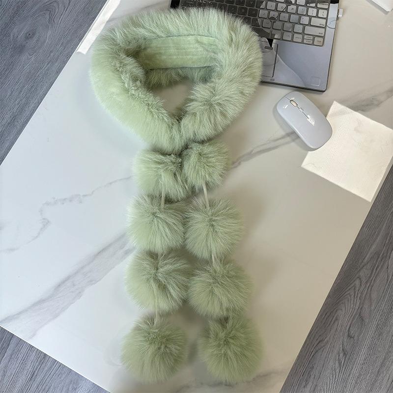 New Magnetic Imitation Fox Versatile Scarf, Women's Autumn and Winter Korean Version Light Luxury Shawl, Plush Hairball Temperament