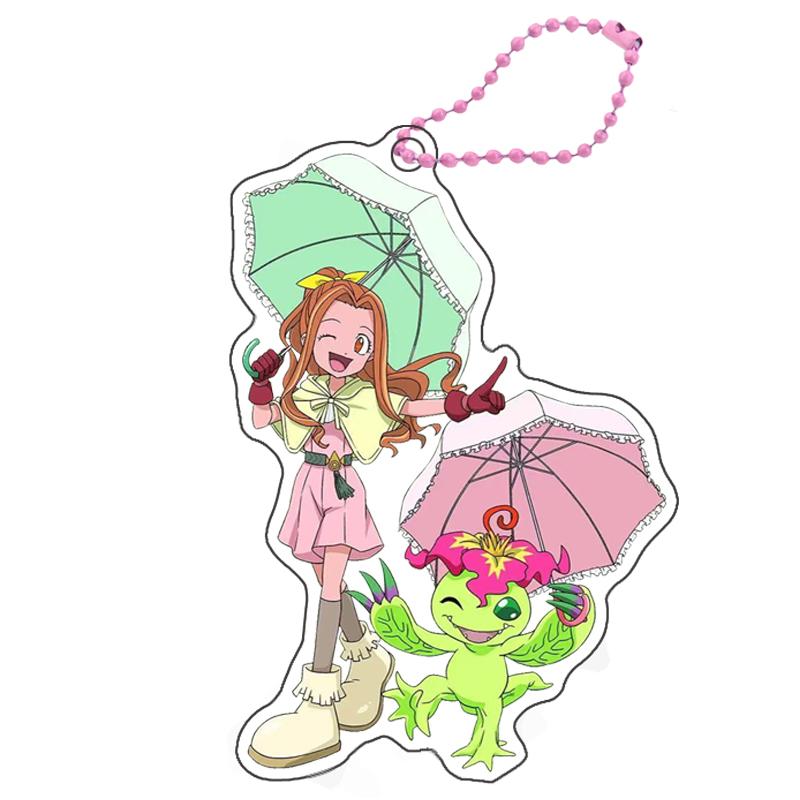 Digimon Adventure Agumon Porte-clés Yagami Taichi Ishida Gabumon Bricolage Acrylique Figurines d'Action Jouets Anime Jeu Collection Pendentif 5cm beige