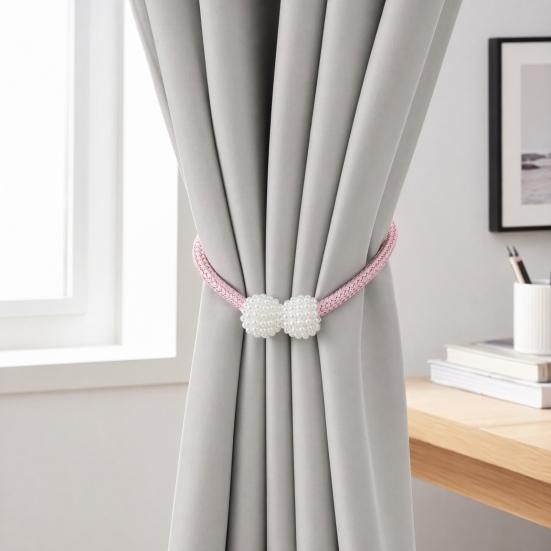 Umbra Studio 1 Pair Faux Pearl Curtain Tiebacks, Elegant Beaded Holdbacks, Woven Rope Decorative Drapery Holders for Living Room Bedroom Kitchen
