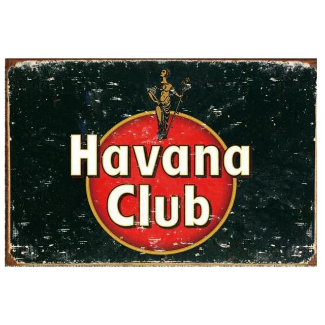 Havana Club Vintage Kovová Plechová Znamení Retro Nástěnná Dekorace pro Pánskou Jeskyni Domov Kavárna Zahrada Klub Bar Hospoda Železná Malba Umělecký Plakát