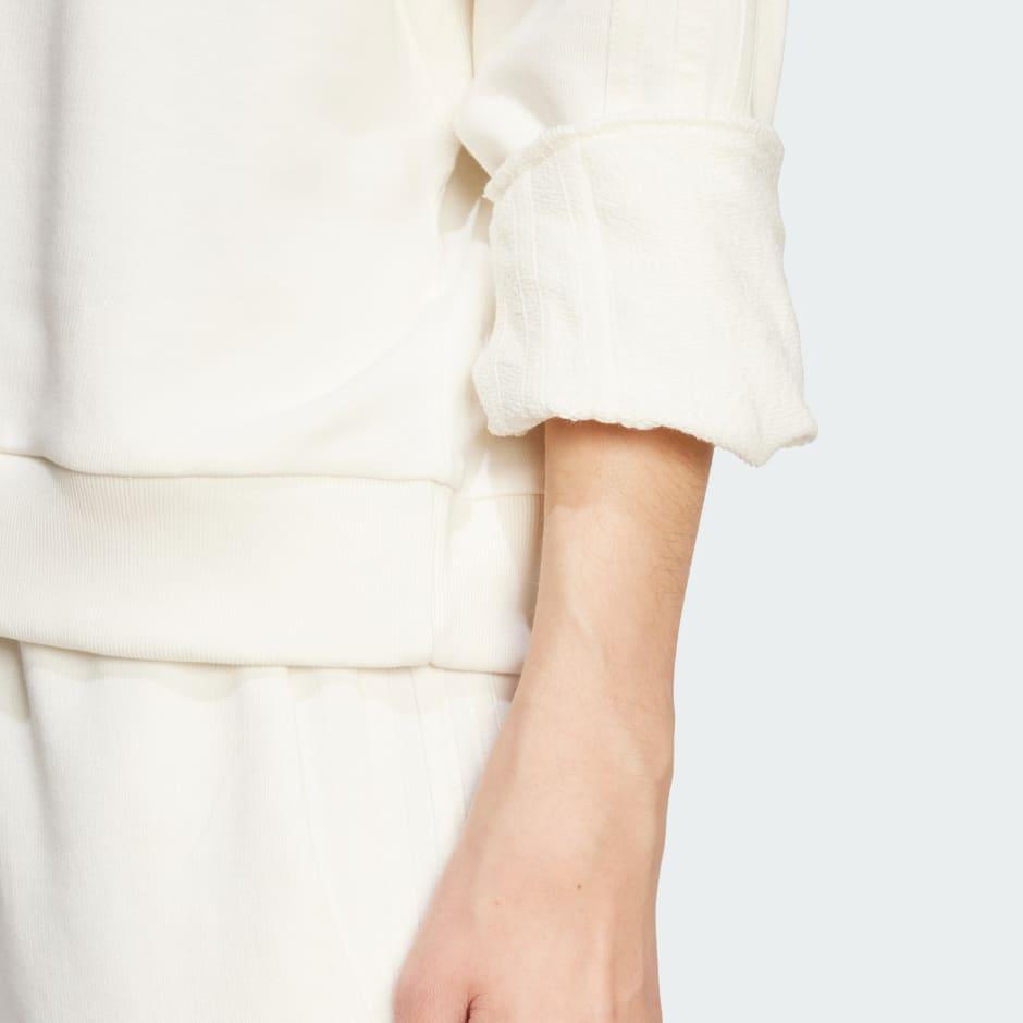 Adidas Casual Crew Neck Sport Long Sleeve Pullover Sweatshirt Women Tops White IW1132