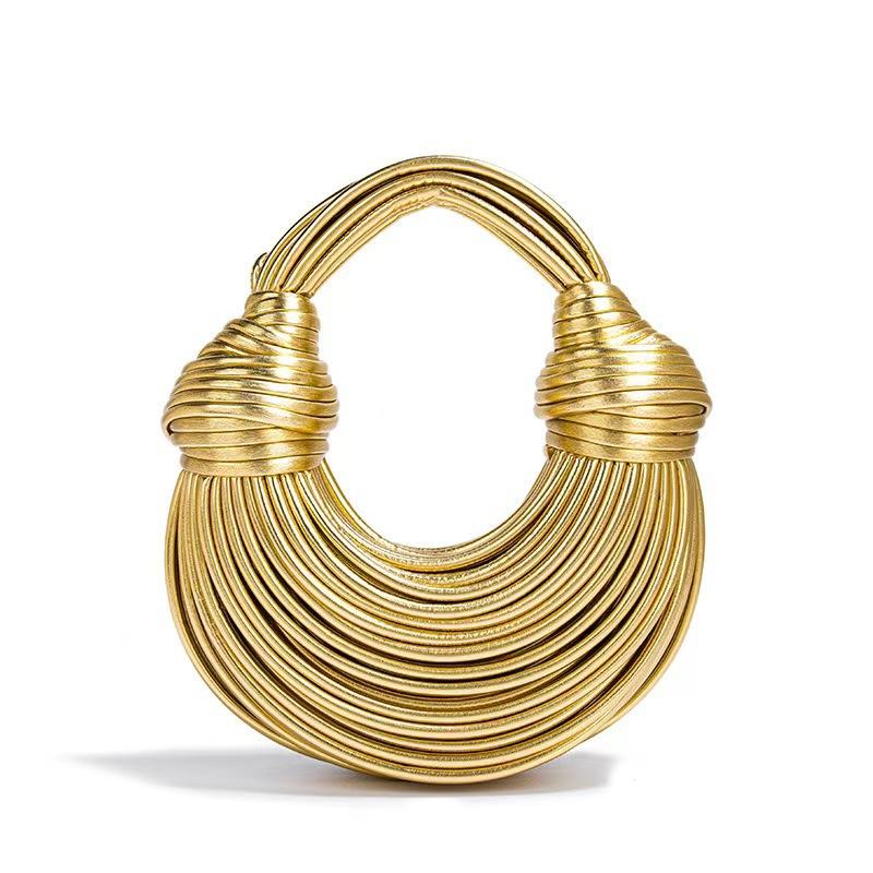 

Плетеная сумка через плечо для женщин, маленькая сумка-клатч из искусственной кожи, женская сумка-сумка с ручкой сверху в виде лапши, сумка-тоут для выпускного вечера золотой