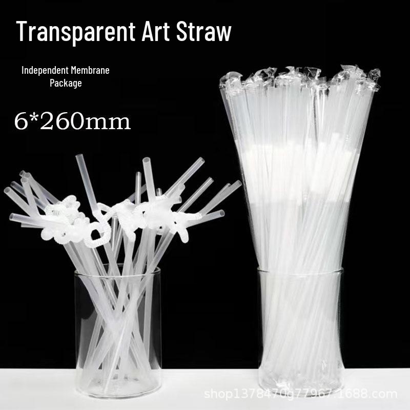Colorful Individually Wrapped Transparent Black Food-Grade Plastic Straws for Juice Drinks