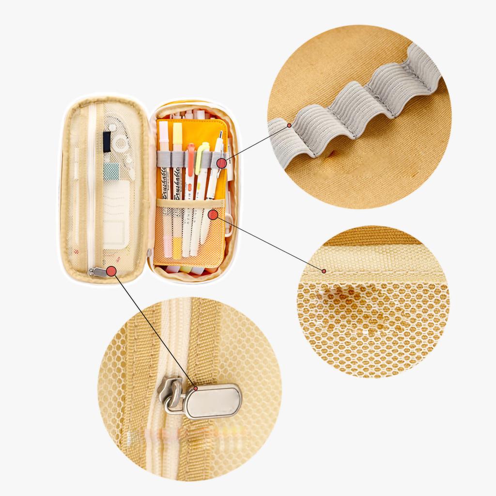Stationery Bag Large Capacity Students Macaron Color Matching Canvas Pencil Bag Stationery Box