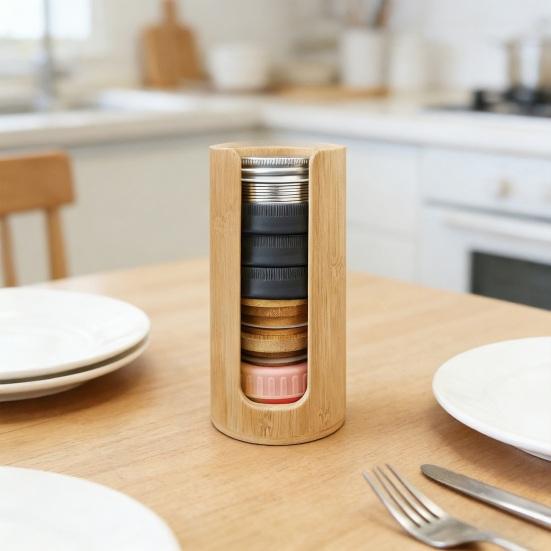 Wood Jar Lid Organizer Stackable Storage Box Mason Jar Lids Holder for Regular And Wide Mouth Canning Lids Kitchen Counter