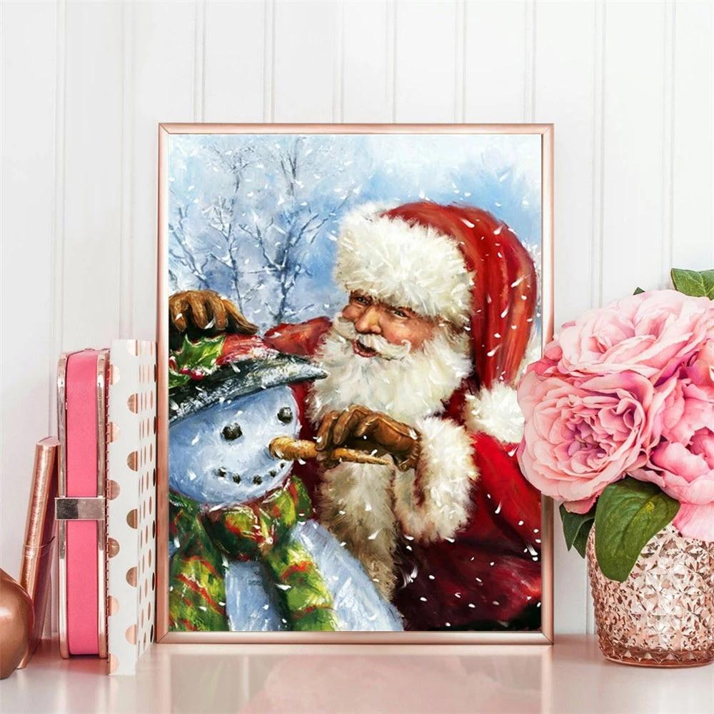 Full Square Round Diamond Painting Christmas Santa Claus Snowman Diamond Embroidery Winter Handmade Gift Craft Kit