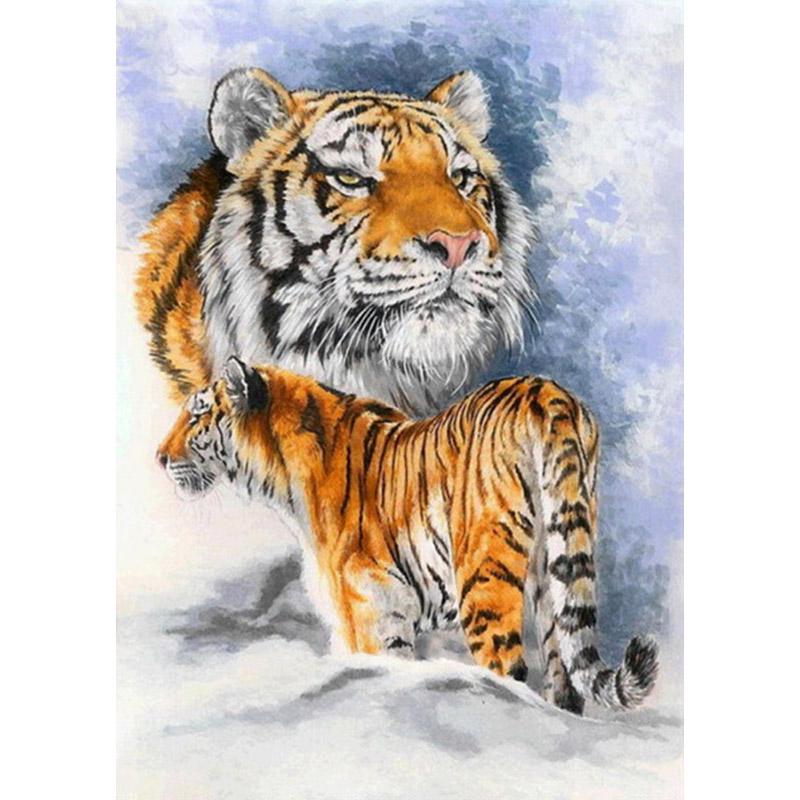 Vollständige 5D-Diamantmalerei zum Selbermachen, Tierfamilie, 3D-Diamantmalerei, runde Diamantmalerei, Stickerei