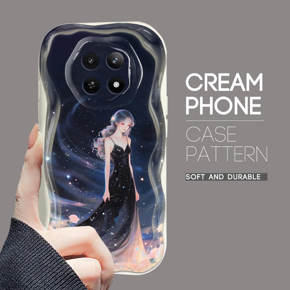 Cartoon Pattern Cream Texture Casing Wavy Edge Soft Silicone Cover Phone Case for OPPO Reno Realme OnePlus Vivo