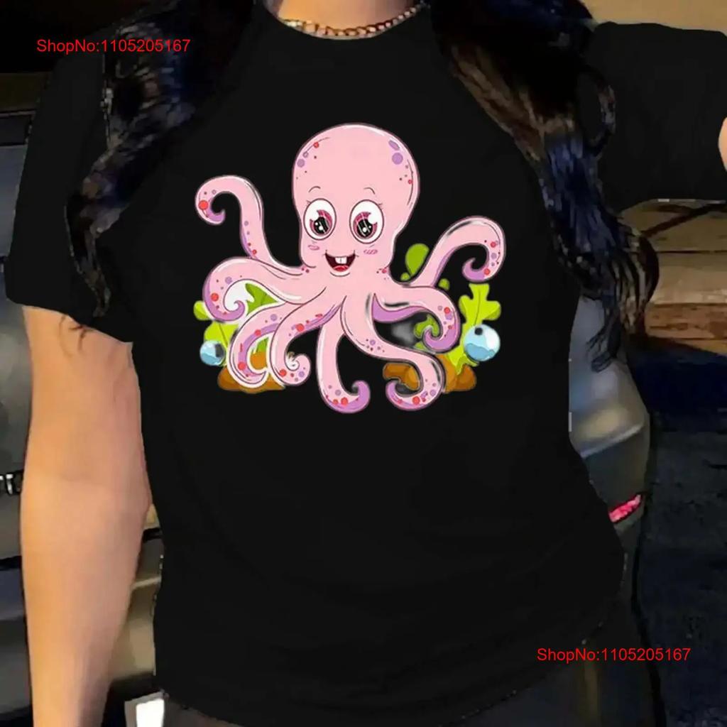 Cute Octopus Unisexs Casual Round Neck T Shirt Simple Design Surprise Vintage Stretched Designer Clothes Streetwear