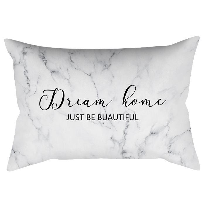Black and white simple marble pattern printed waist pillowcase sofa living room rectangular cushion cover
