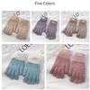 Knitted High Elasticity Warm Gloves for Women Korean Fashion Thickened Warm Gloves with Fingers Electric Bike Riding Work Gloves