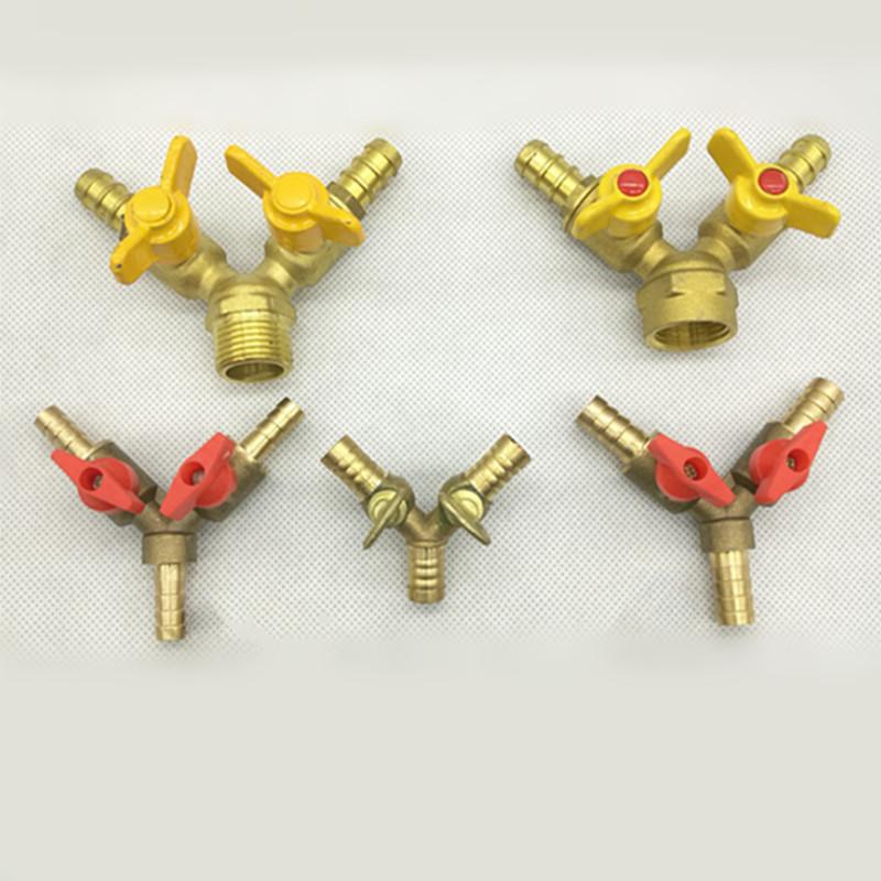 6mm 8mm 10mm 20 Schlauchtülle Y-Stück Drei 3-Wege Messing Absperrkugelhahn Rohrverschraubung Verbinder Adapter für Kraftstoff Gas Wasser Öl Luft