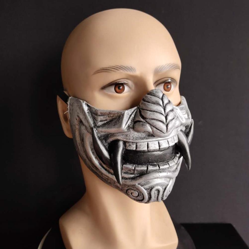 Japanische Dämonen-Gesichtsmaske Geist Cosplay Halbgesichtsmaske Halloween Kostüm Requisiten