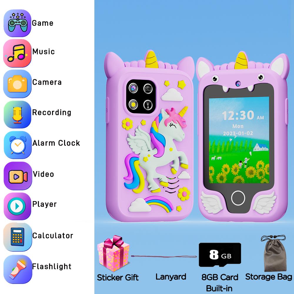 Children Phone Camera Toys Mp3 Music Player 20 Puzzle Games Tooddler Leaning Toys for Girls Boys Birthday Gifts With 8G