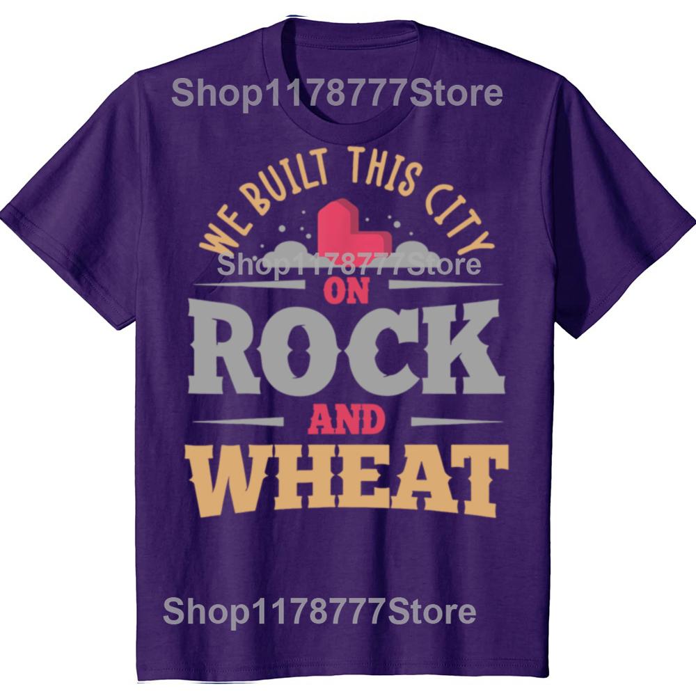 

We Built This City on Rock and Wheat or Board Game T-Shirt Cotton Mens Clothes Tops Graphic T Shirts Camisas Streetwear 4XL