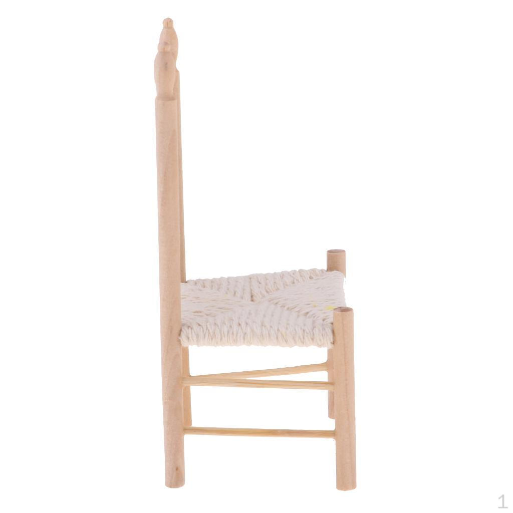 1/12 Dollhouse Accessories, Wooden Back with Seat Cushion, Dolls House Furnishing Toy, Natural Wood