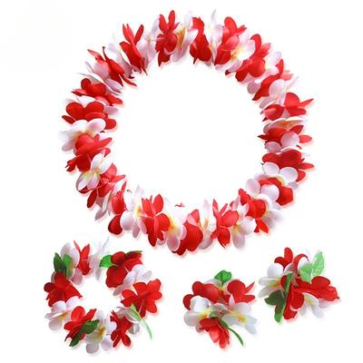 80Pcs Hawaiian Flower Lei Set 4PCS Tropical Party Decor for Beach Vacation